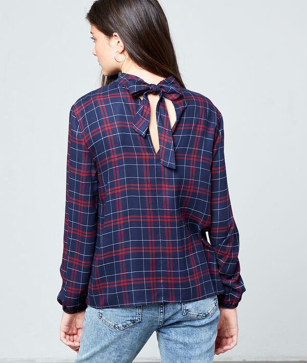 Blouse dos noué à carreaux Blouse dos noué à carreaux
