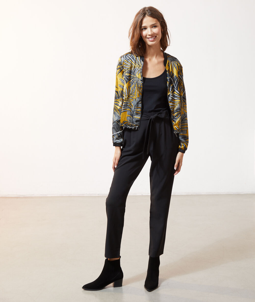 Bomber imprimé feuillage olive.