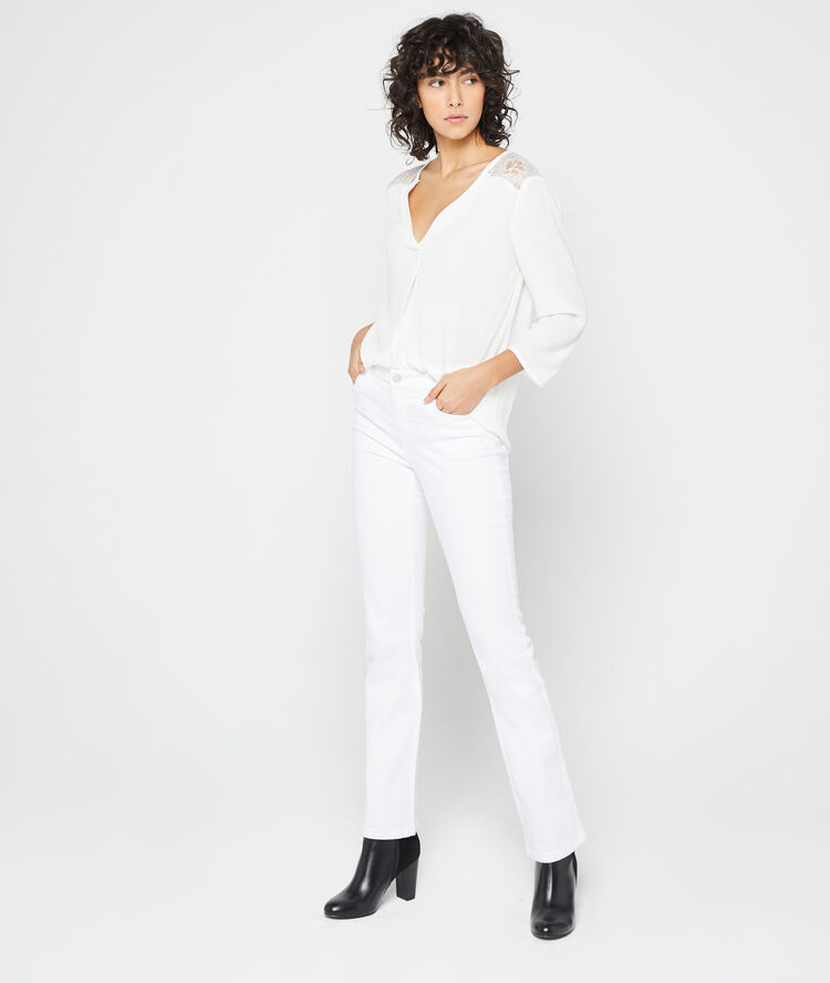Blouse dos guipure ecru.