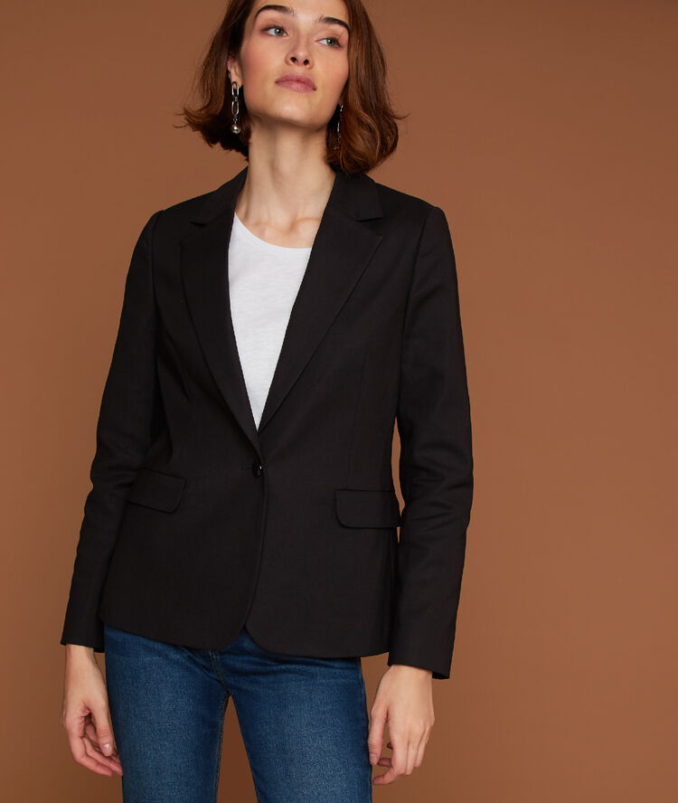 Veste de tailleur noir.