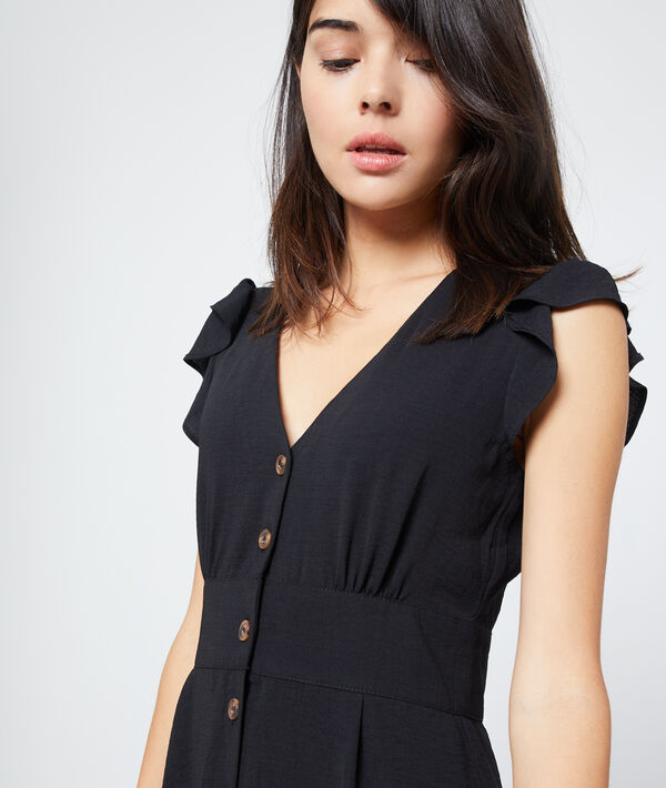 Robe droite boutonnée noir.