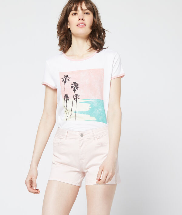 T-shirt imprimé plage blanc.