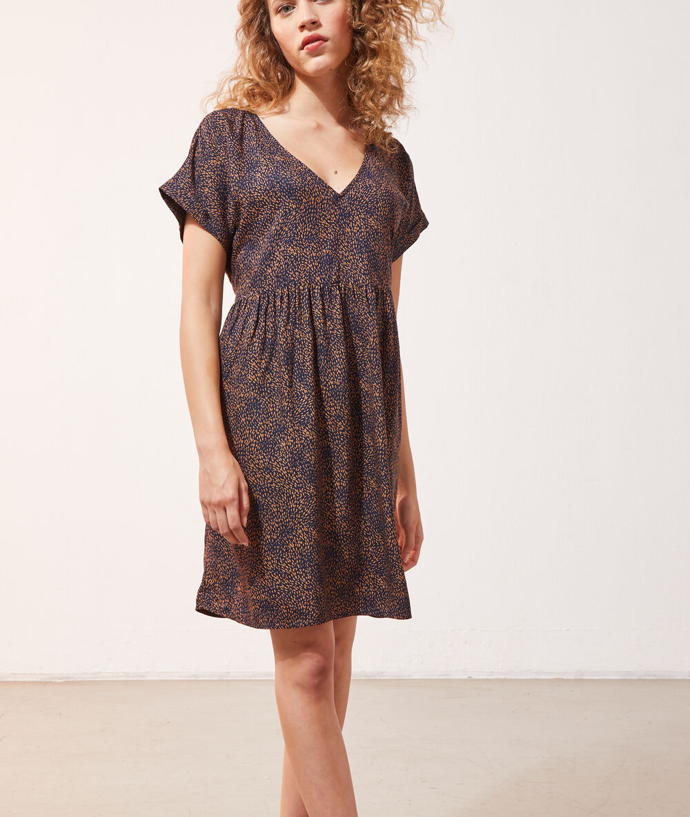 Robe imprimée dos ouvert savane.