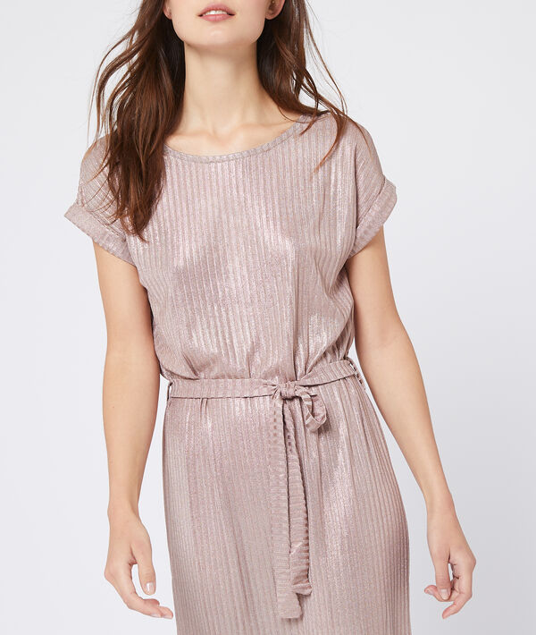 Robe longue côtelée cuivre.