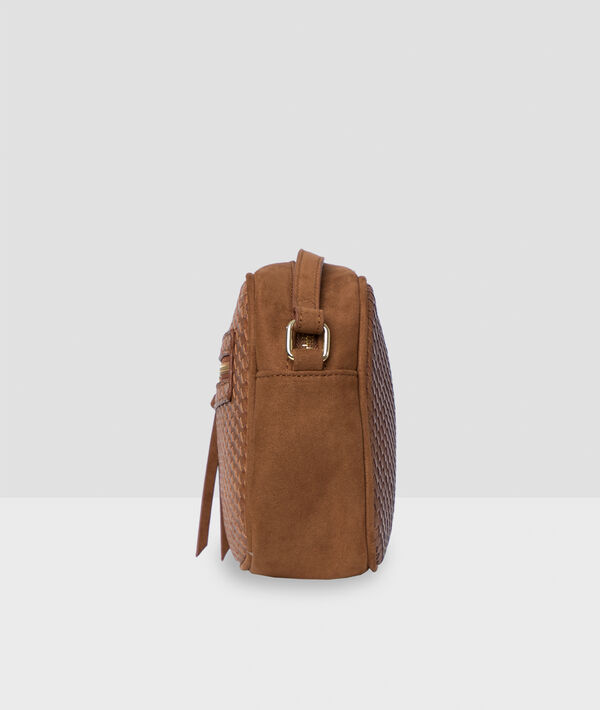 Sac besace zippé effet cuir orge.