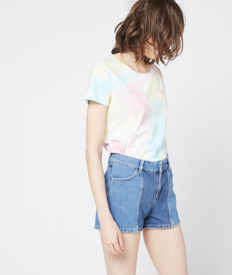 Short en jean délavé bleach.