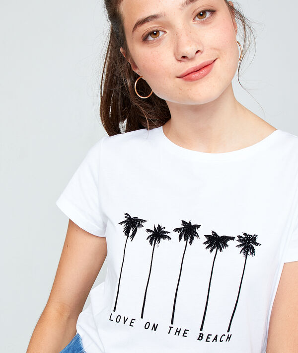 T-shirt "love on the beach" en coton ecru.
