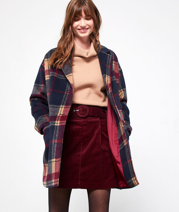 Manteau masculin à carreaux marine.