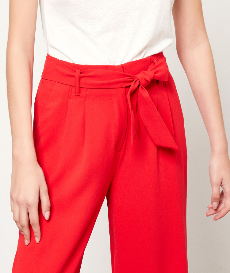 Pantalon large à nouer geranium.