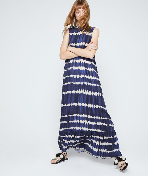Robe longue imprimé tie and dye marine.