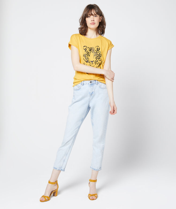 T-shirt sérigraphie tigre curry.