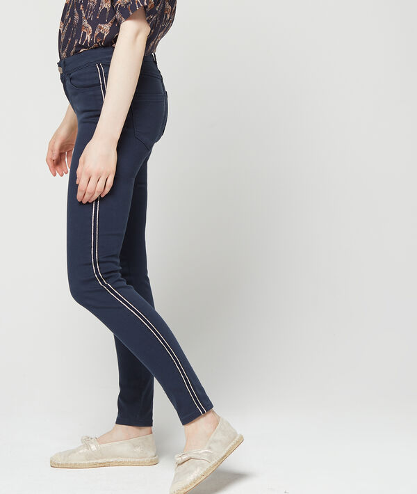 Pantalon skinny à bandes latérales marine.