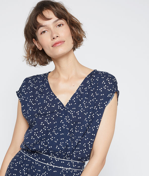 Robe longue cache-coeur marine.