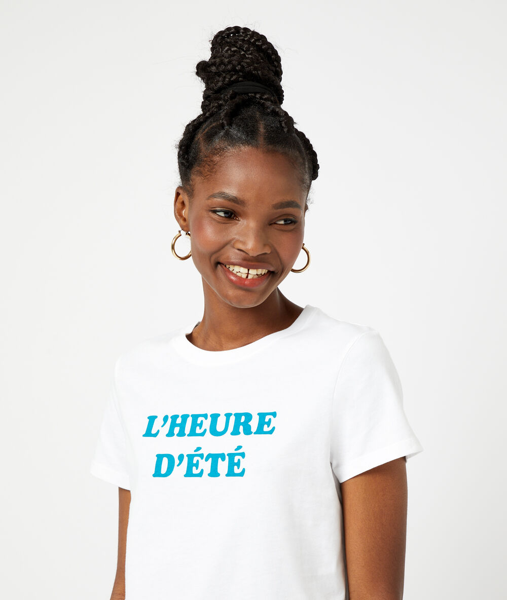 T-shirt "l'heure d'été" blanc.