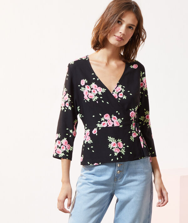 Blouse cache-cœur, imprimé fleuri Blouse cache-cœur, imprimé fleuri