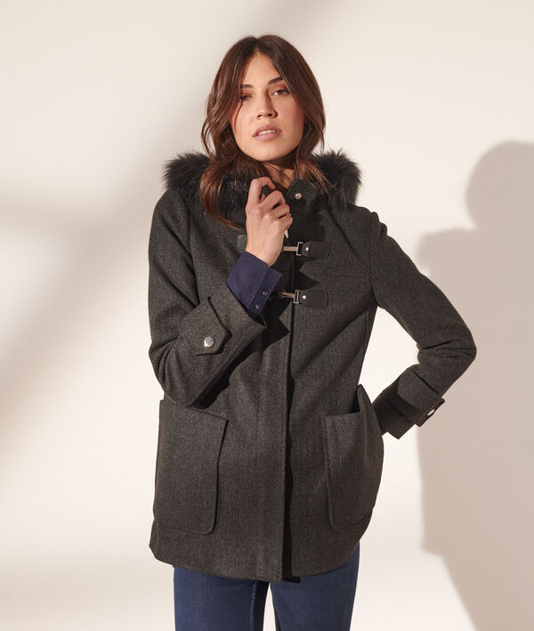 Manteau à capuche fourrure synthétique Manteau à capuche fourrure synthétique