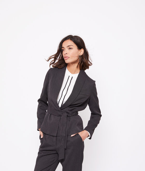 Veste de tailleur ceinturée motifs jacquard Veste de tailleur ceinturée motifs jacquard