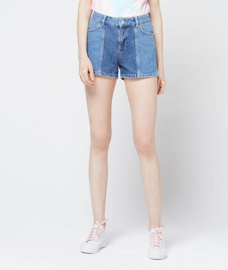 Short en jean délavé bleach.