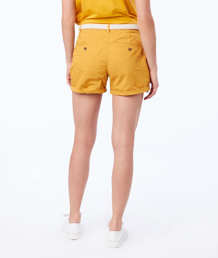 Short ceinturé 100% coton bio curry.