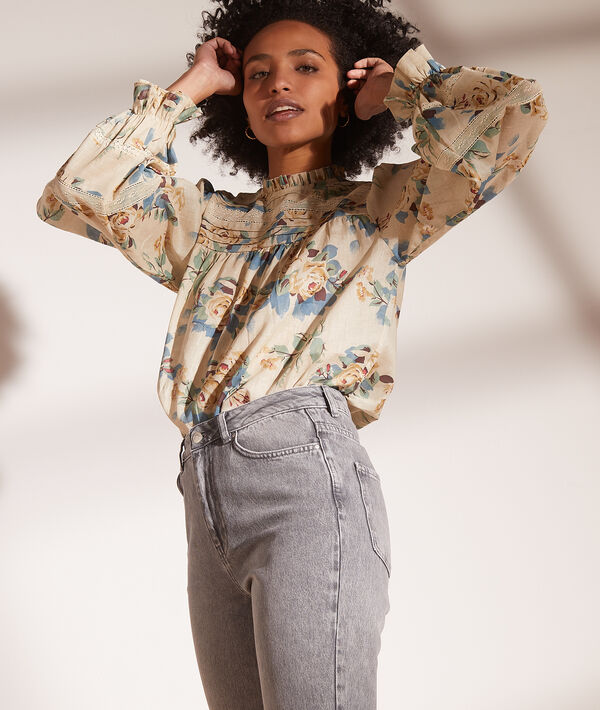 Blouse manches ballon imprimé fleuri Blouse manches ballon imprimé fleuri