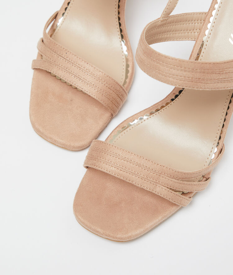 Sandales à talons effet daim blush.