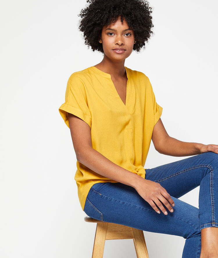 Blouse col tunisien curry.