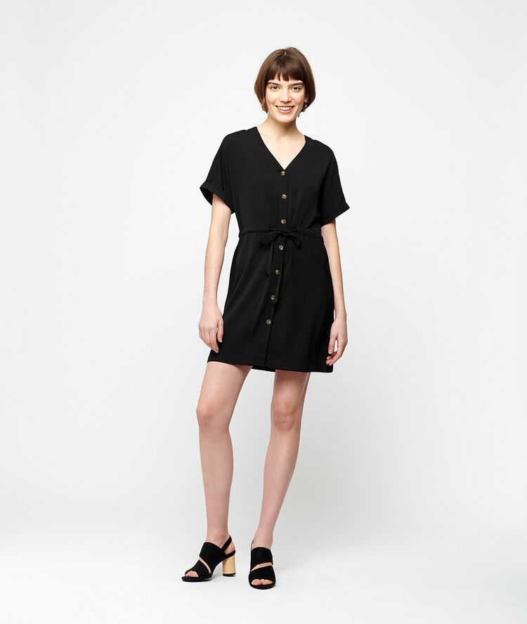 Robe boutonnée à nouer noir.
