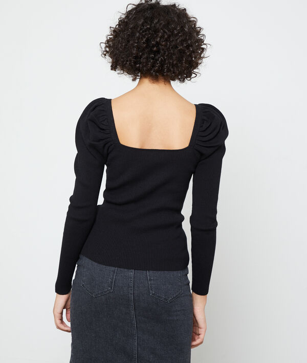 Pull en maille fine, manches gigot Pull en maille fine, manches gigot