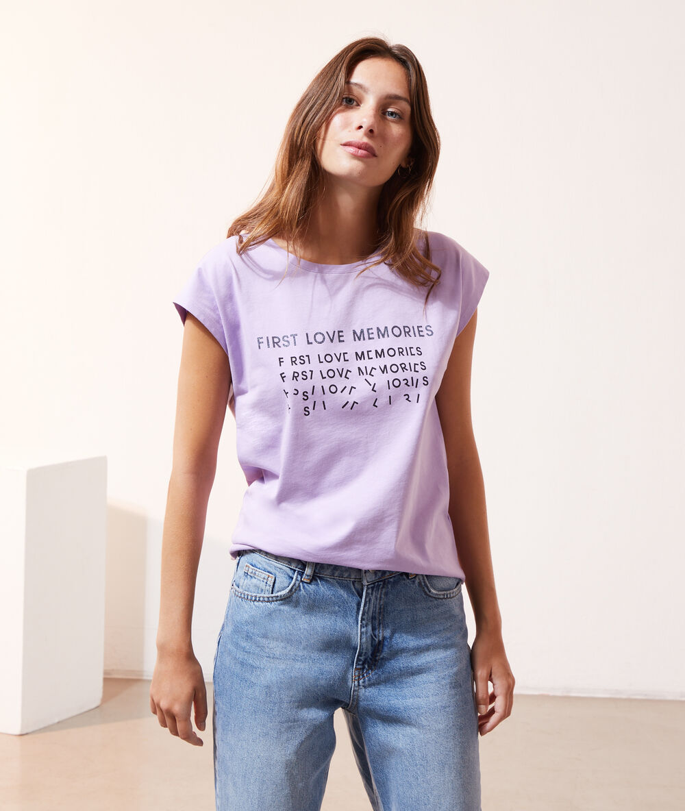 T-shirt "first love memories" violine.