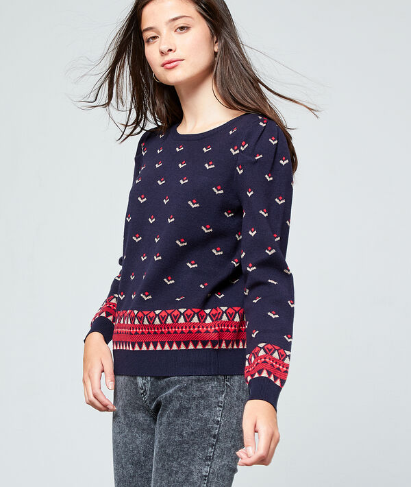 Pull à motifs en maille fine Pull à motifs en maille fine