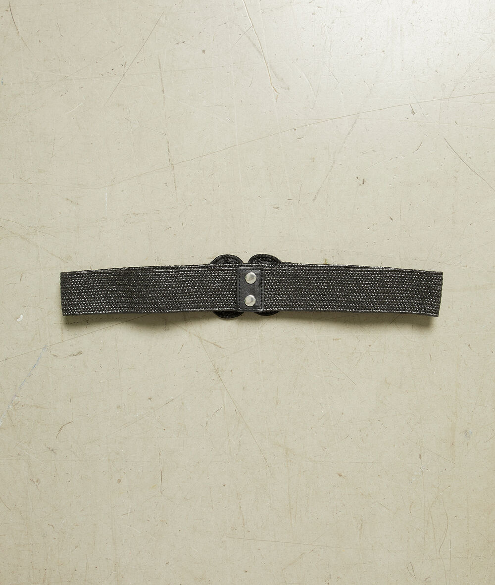 Ceinture large tressée noir.