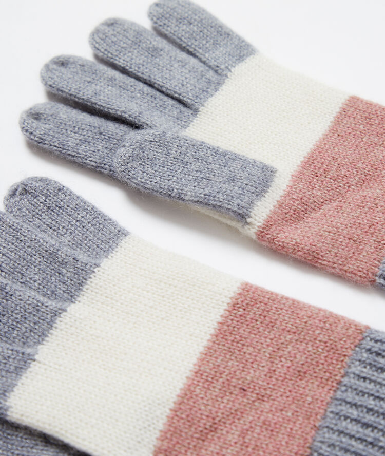 Gants rayés en cachemire multicolore.