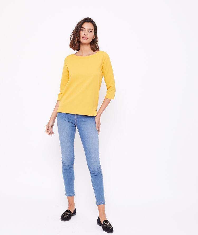 T-shirt col bateau curry.