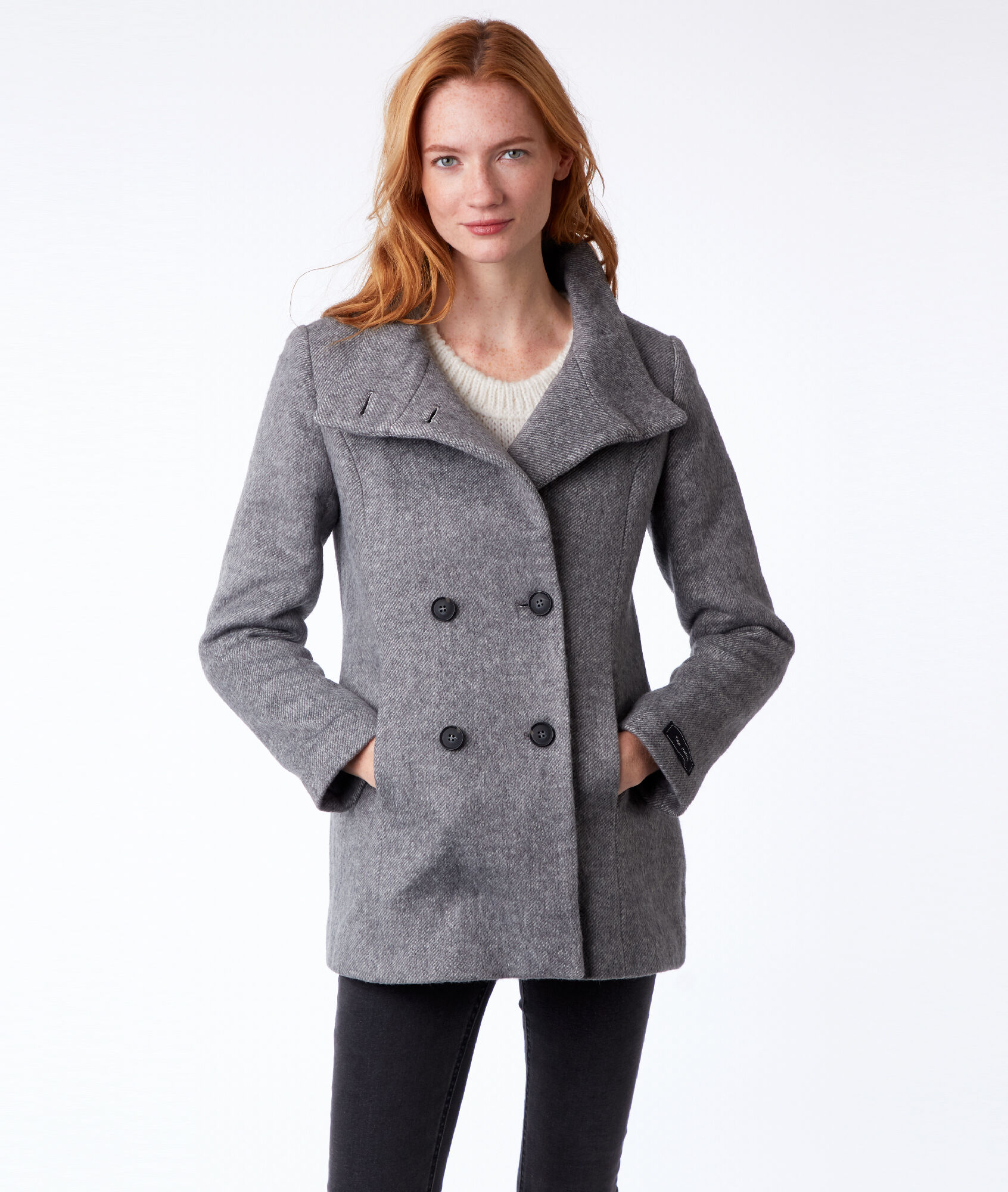 Manteau trois  quarts  col boutonn  OPHELIE Gris chin  