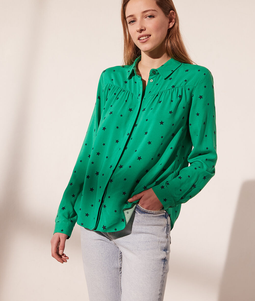 Chemise imprimé étoiles chlorophylle.
