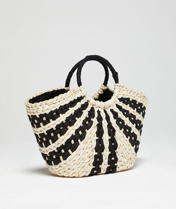 Sac panier tressé beige.