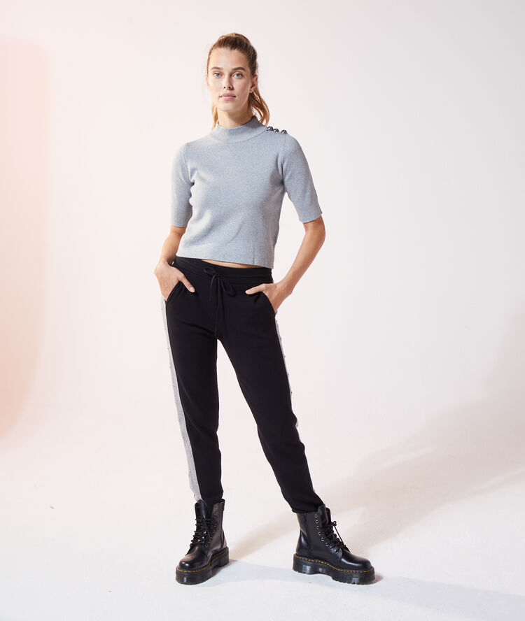 Top col montant détails boutons gris chine.