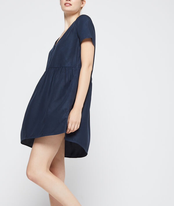 Robe évasée en tencel® marine.