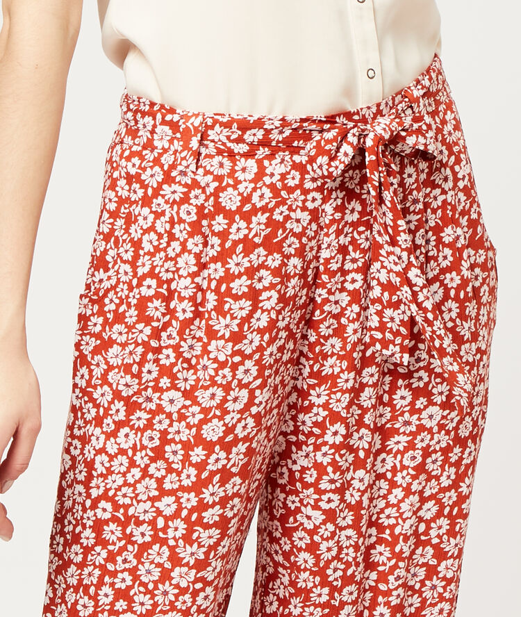 Pantalon large fleuri tomette.