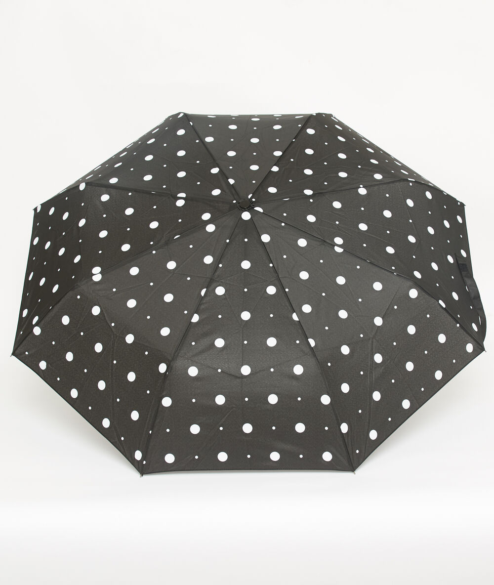 Parapluie à pois noir.