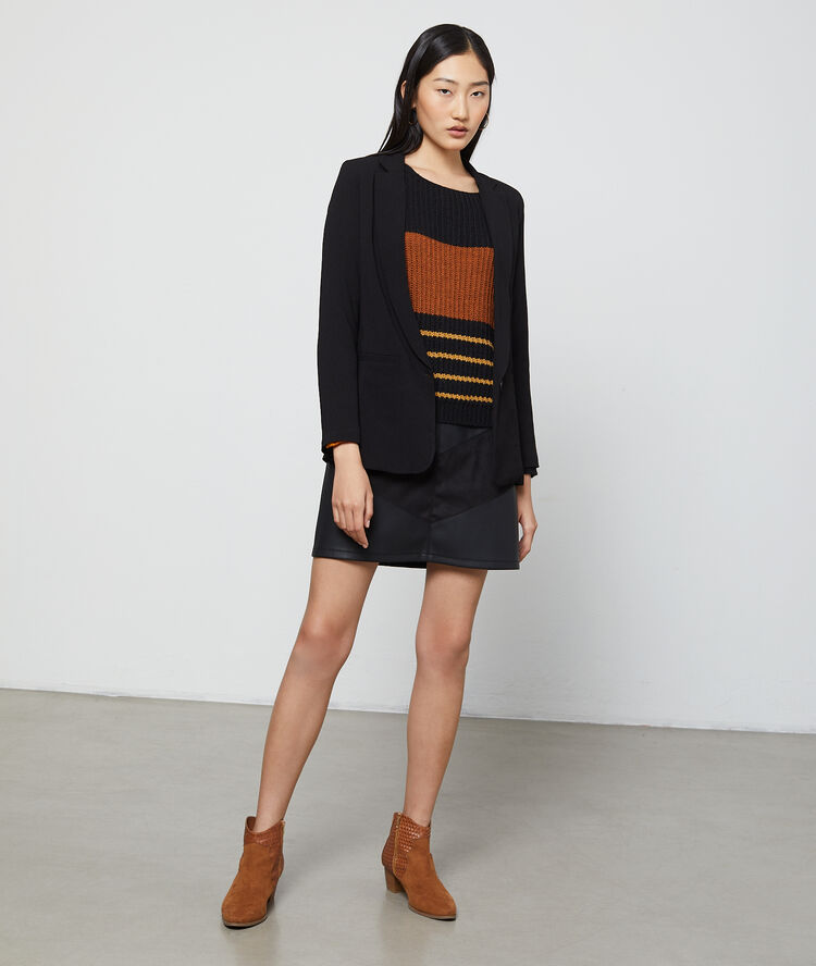 Veste de tailleur doublure colorée noir.