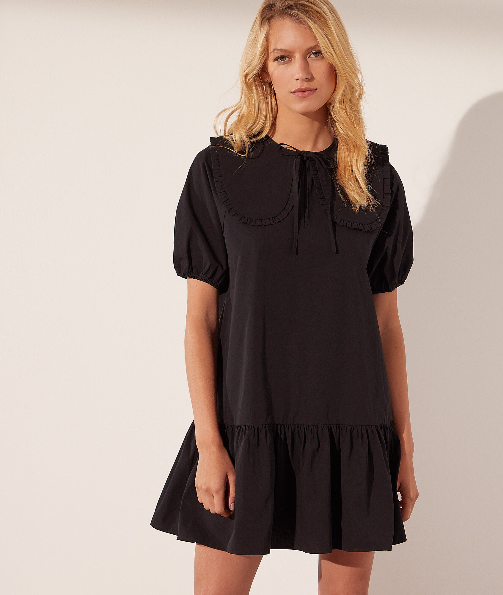 Robe col claudine manches ballon - Lila - 34 - Noir - Femme - Etam