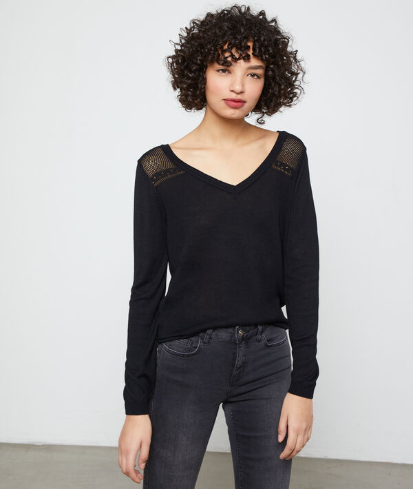 Pull dos ouvert, détails dentelle Pull dos ouvert, détails dentelle