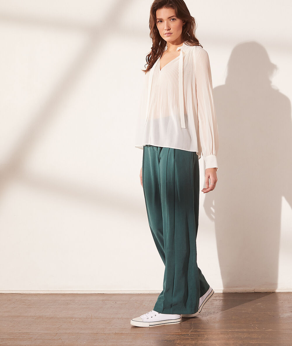 Pantalon large vert sapin.