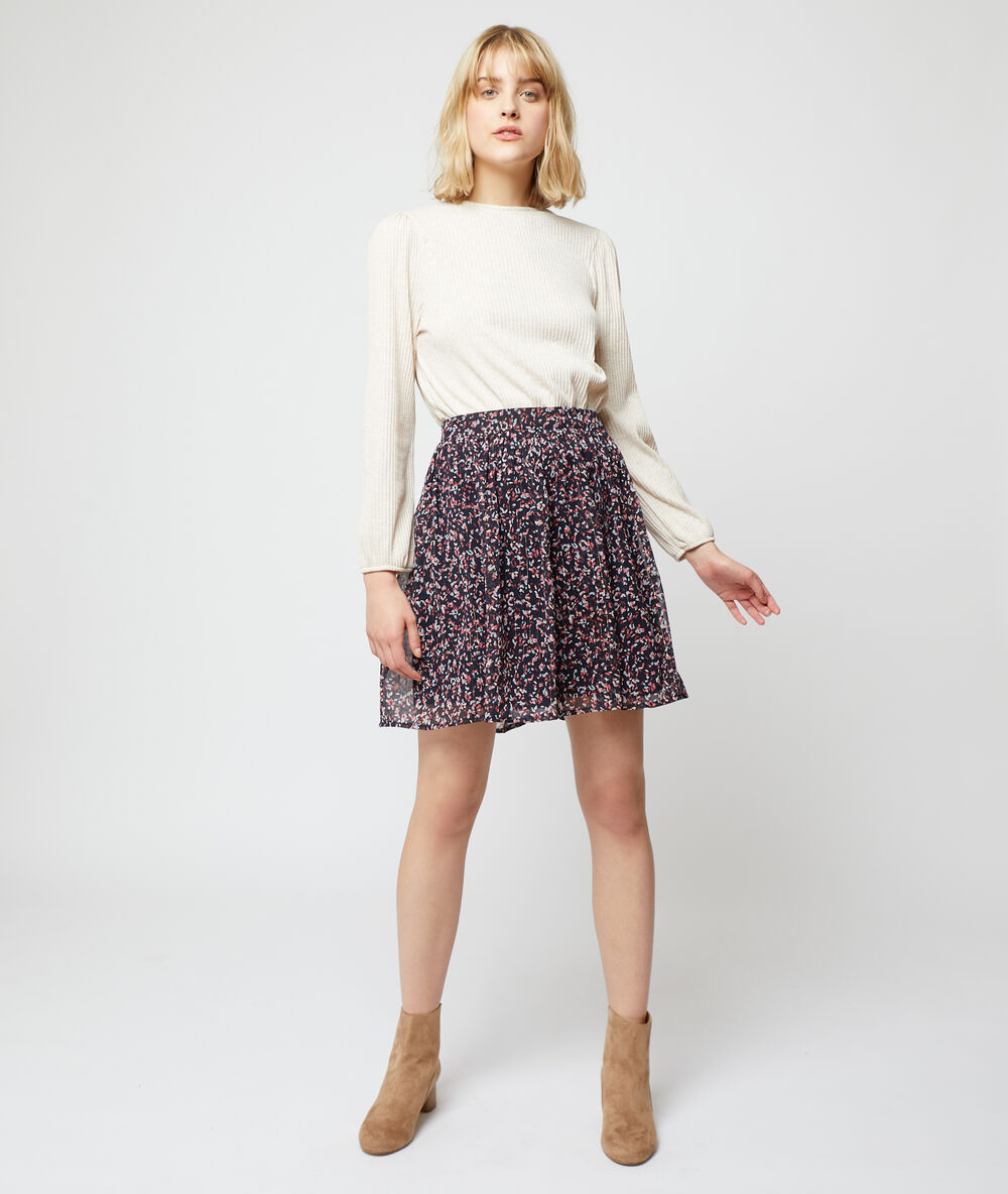 Sweat shirt côtelé beige rose.