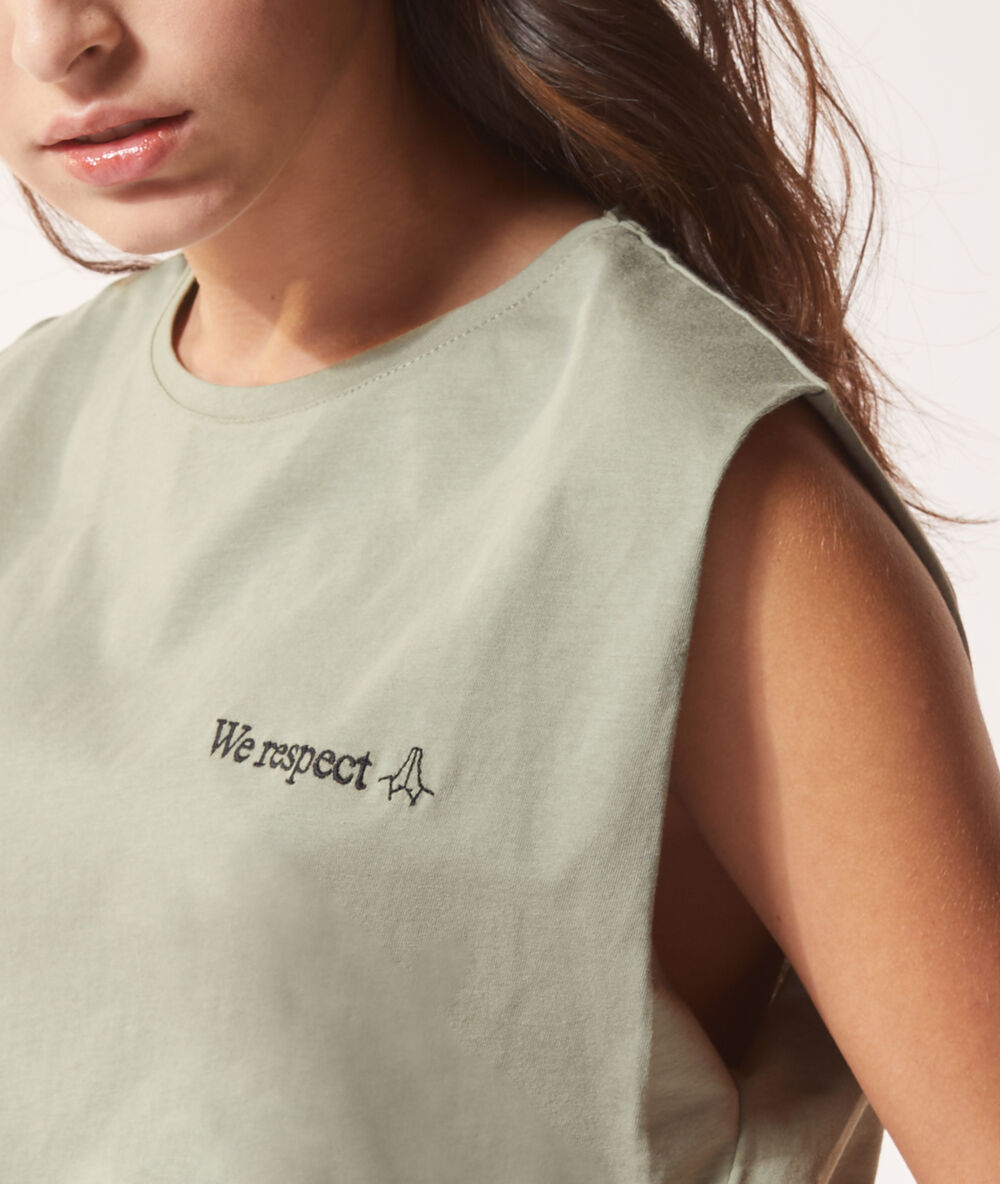 T-shirt "we respect" kaki clair.