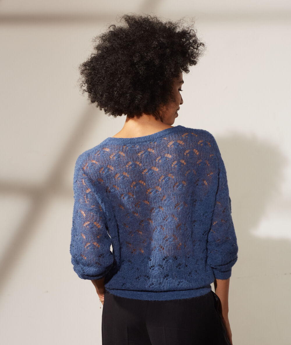 Pull en maille ajourée orage.