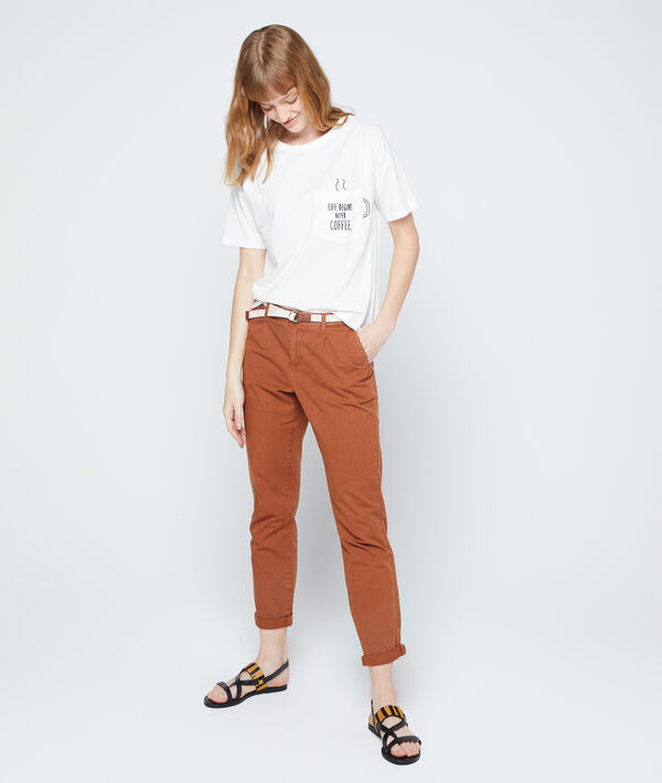 T-shirt "life begins after coffee" en coton ecru.