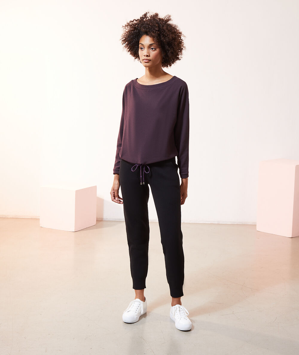 Pull fin col bateau liens de serrage prune.