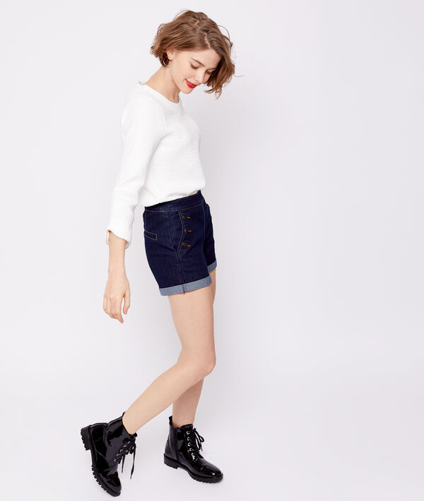 Sweat-shirt texturé ecru.